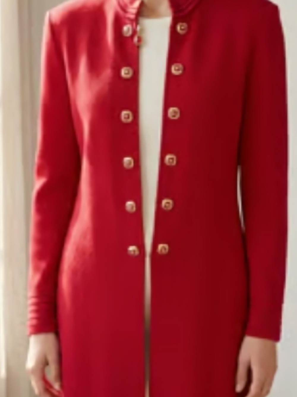 St. John Collection Red Longline Button-Front Blazer